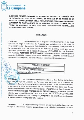 ANUNCIO EMPLEA JOVEN CONSERJES