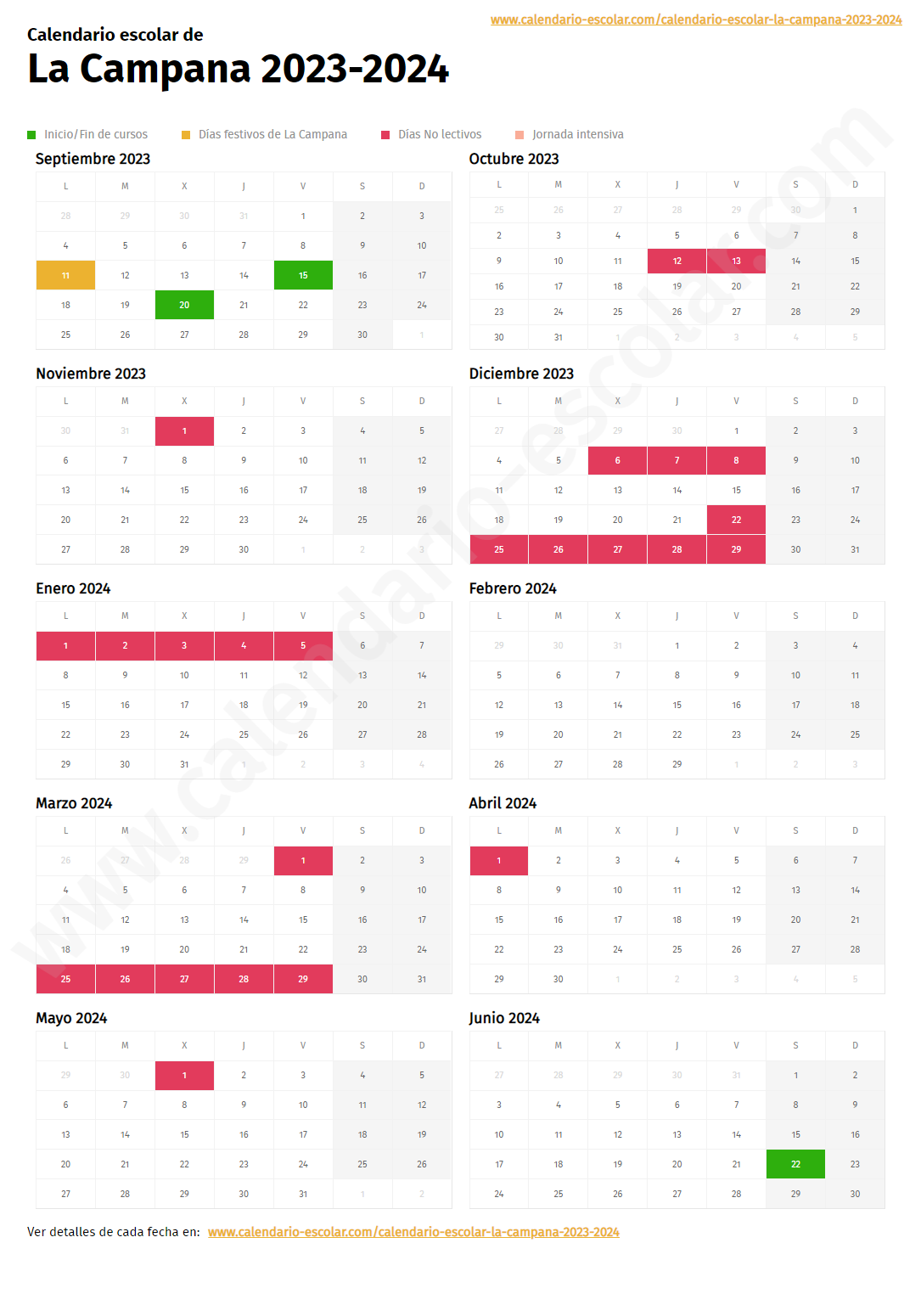 calendario escolar la campana 2023 2024